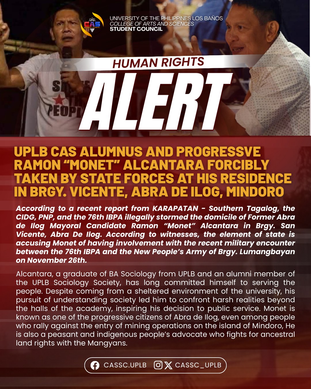 UPLB - 𝐇𝐔𝐌𝐀𝐍 𝐑𝐈𝐆𝐇𝐓𝐒 𝐀𝐋𝐄𝐑𝐓 | 𝗨𝗣𝗟𝗕 𝗖𝗔𝗦 𝗔𝗟𝗨𝗠𝗡𝗨𝗦 𝗔𝗡𝗗 𝗣𝗥𝗢𝗚𝗥𝗘𝗦𝗦𝗩𝗘 𝗥𝗔𝗠𝗢𝗡 ...