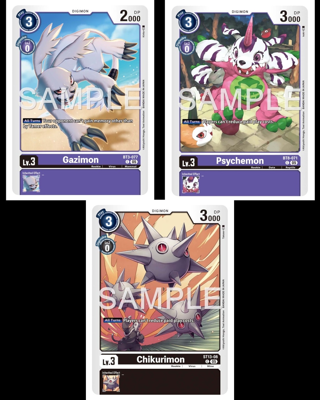 Digimon - AD-01 DIGIMON GENERATION BT3-077 Gazimon BT8-071 Psychemon ...