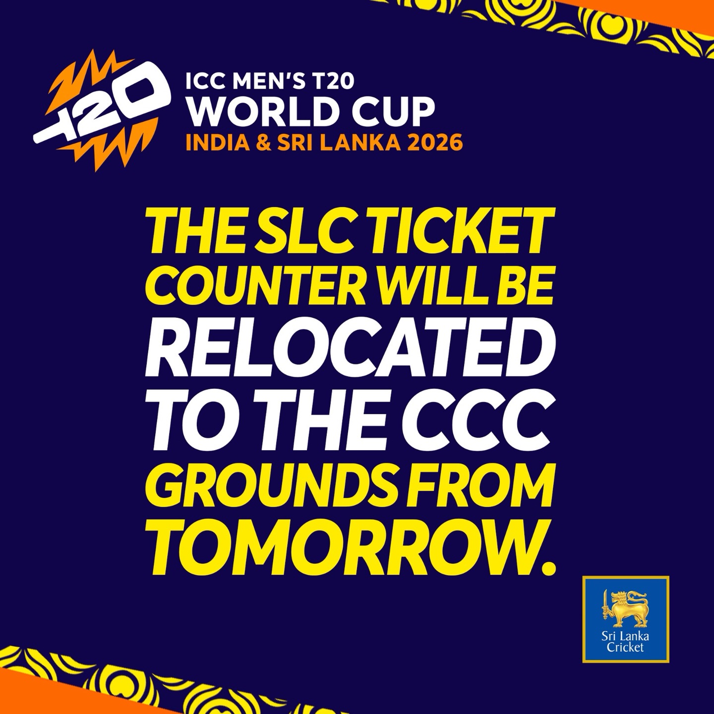 ICC MEN’S T20 WORLD CUP 2026 The... - Sri Lanka Cricket | Facebook
