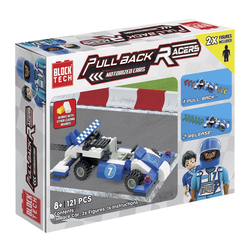 Block Tech Pull Back Racers Motorized Cars 2 Figures 1 Race Car - Lot ...
