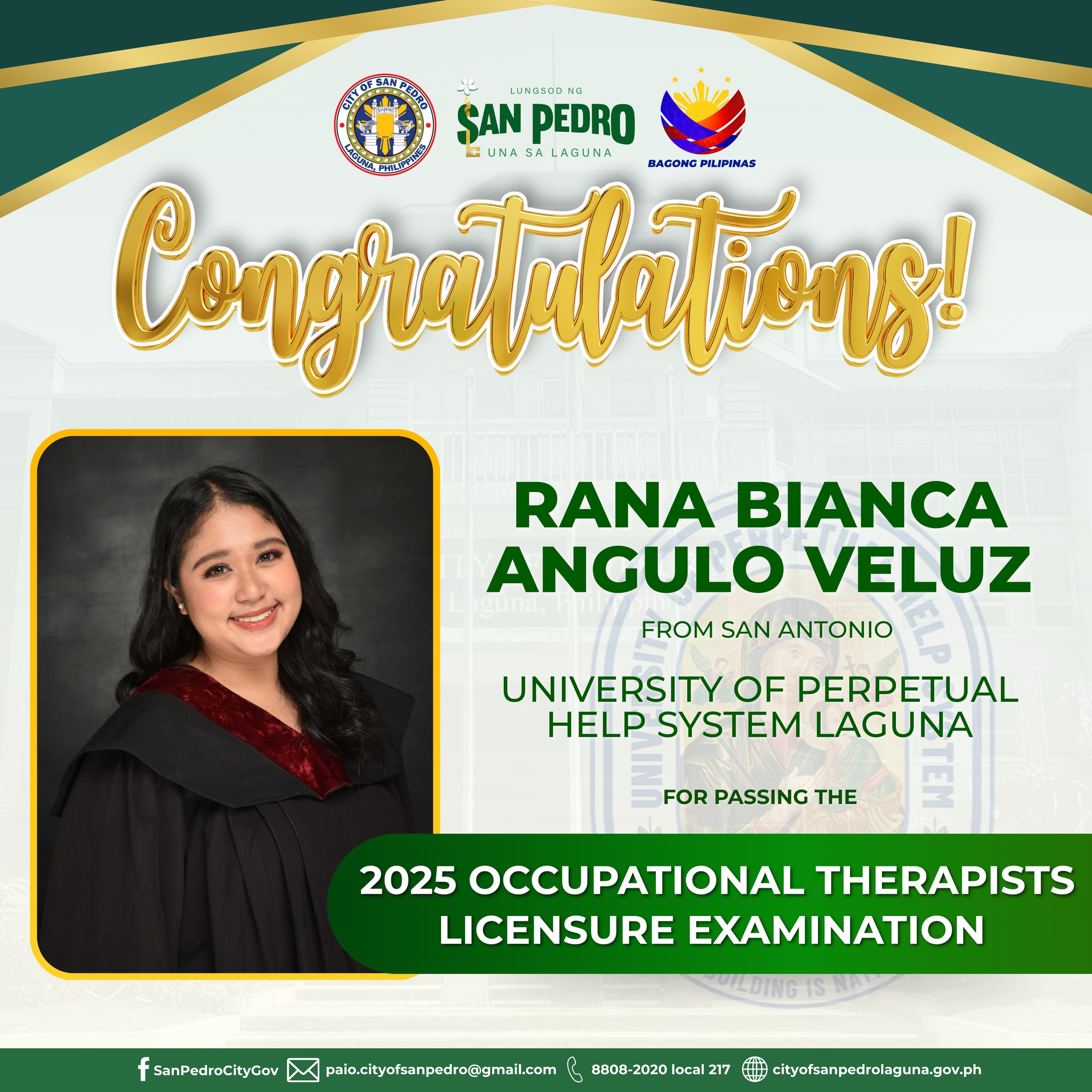 City - Congratulations to Rana Bianca Angulo Veluz of Brgy. San Antonio ...
