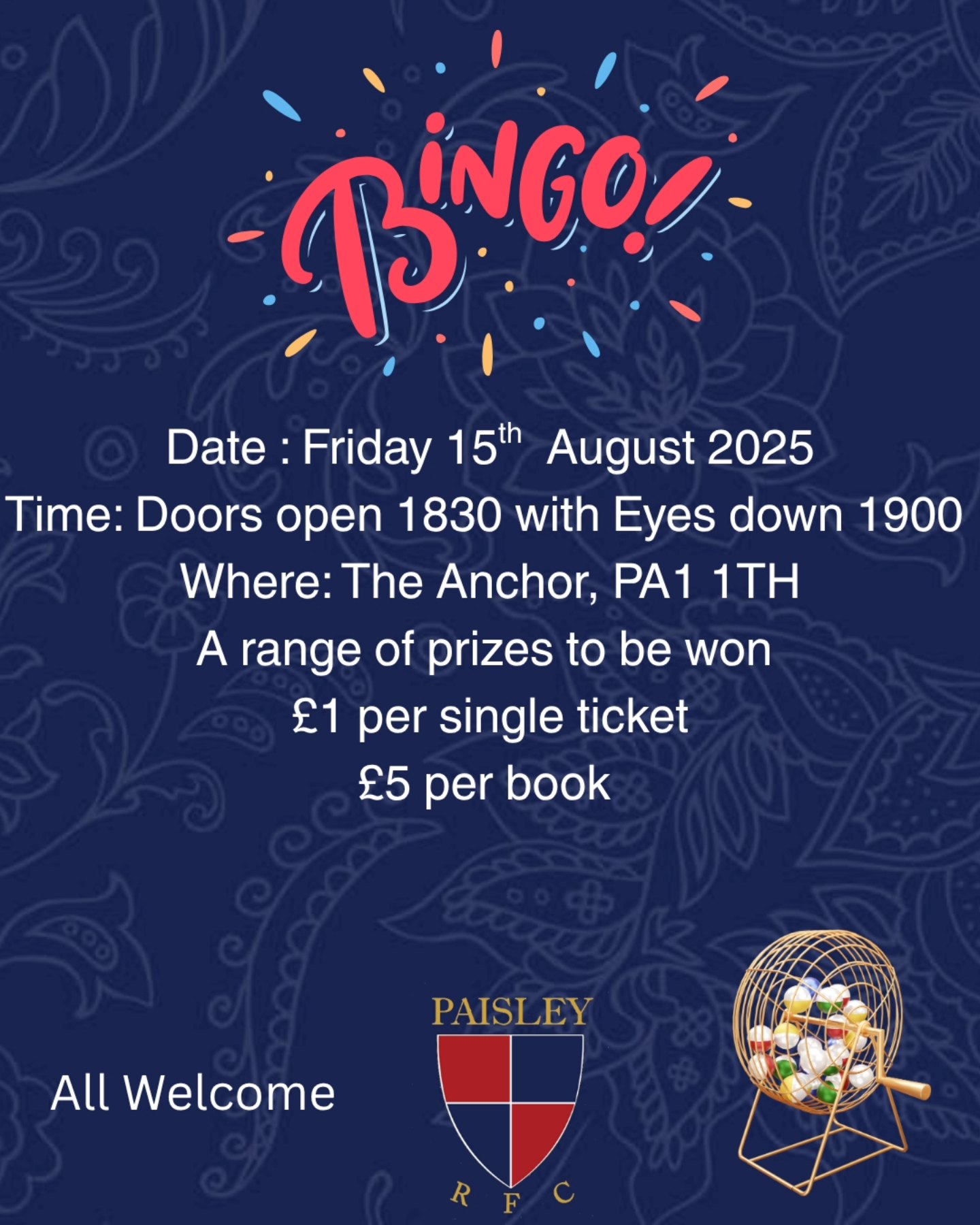 Our next event is calling,... - Paisley Rugby Football Club | Facebook
