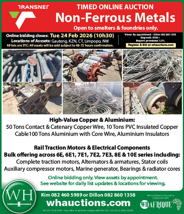 WH - TRANSNET TIMED ONLINE AUCTION - NON-FERROUS METALS 24 February ...