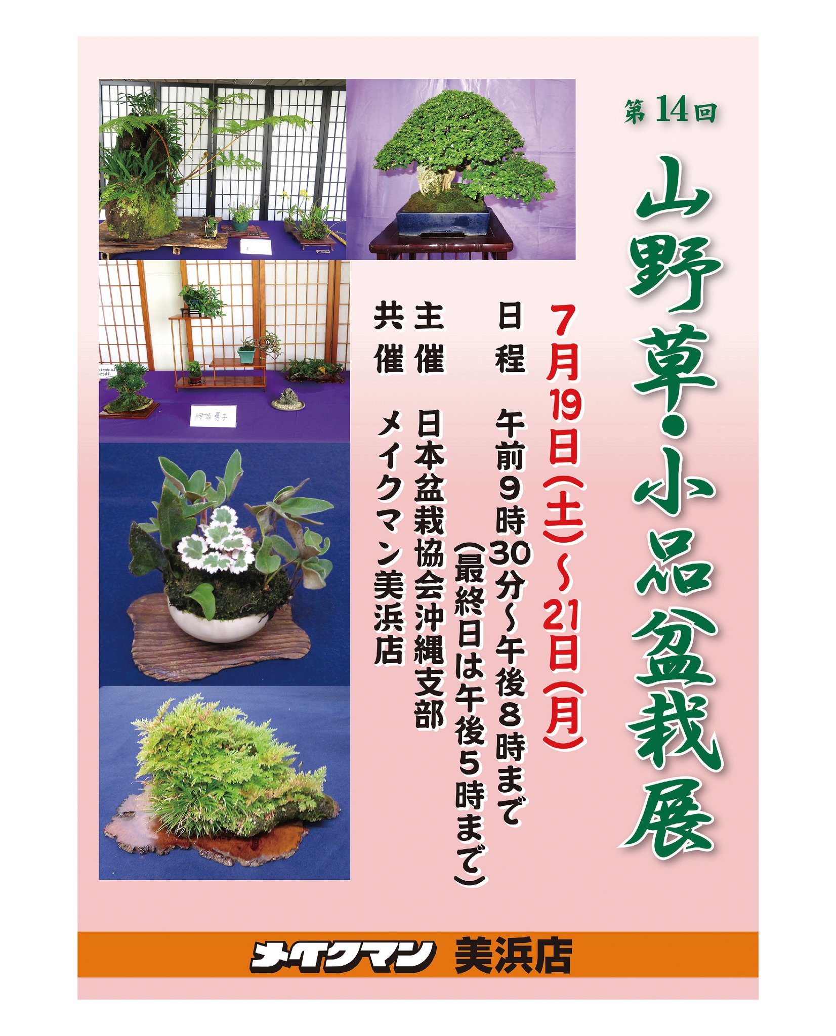☆美浜店からのお知らせ☆ 「第14回山野草・小品盆栽展」がメイクマン
