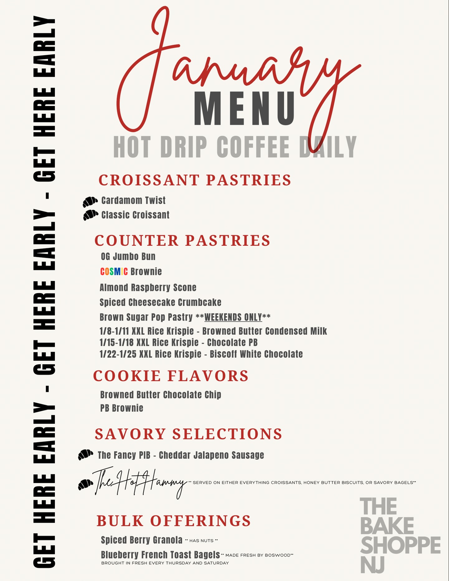 The Bakeshoppe - Our January Menu is Here Pastries available until sell ...