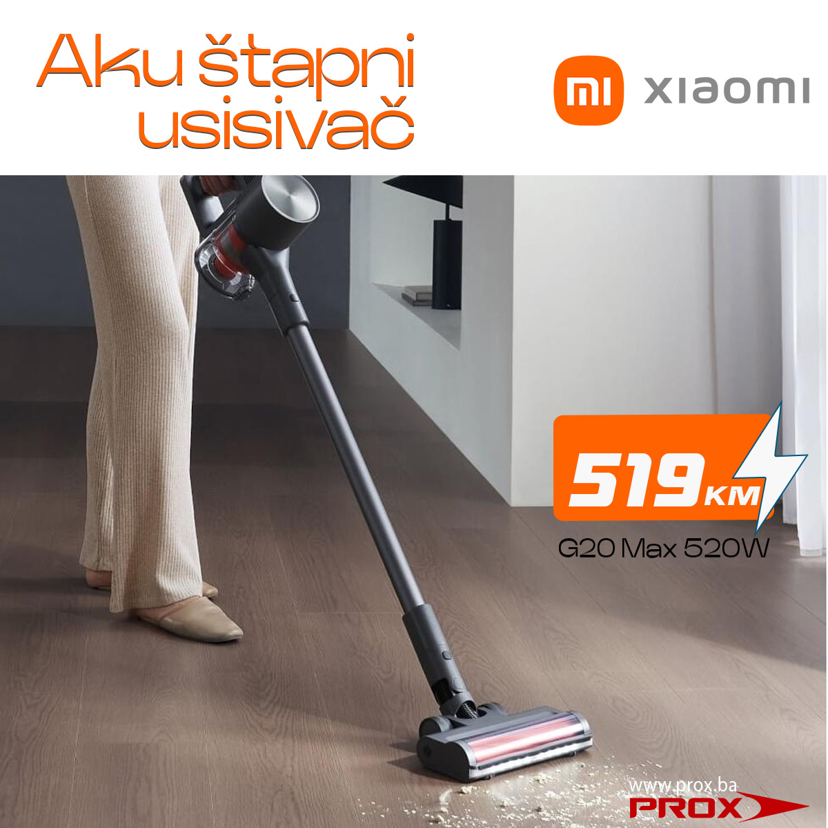 Usisivac XIAOMI G20 Max EU/štapni/520W/siva