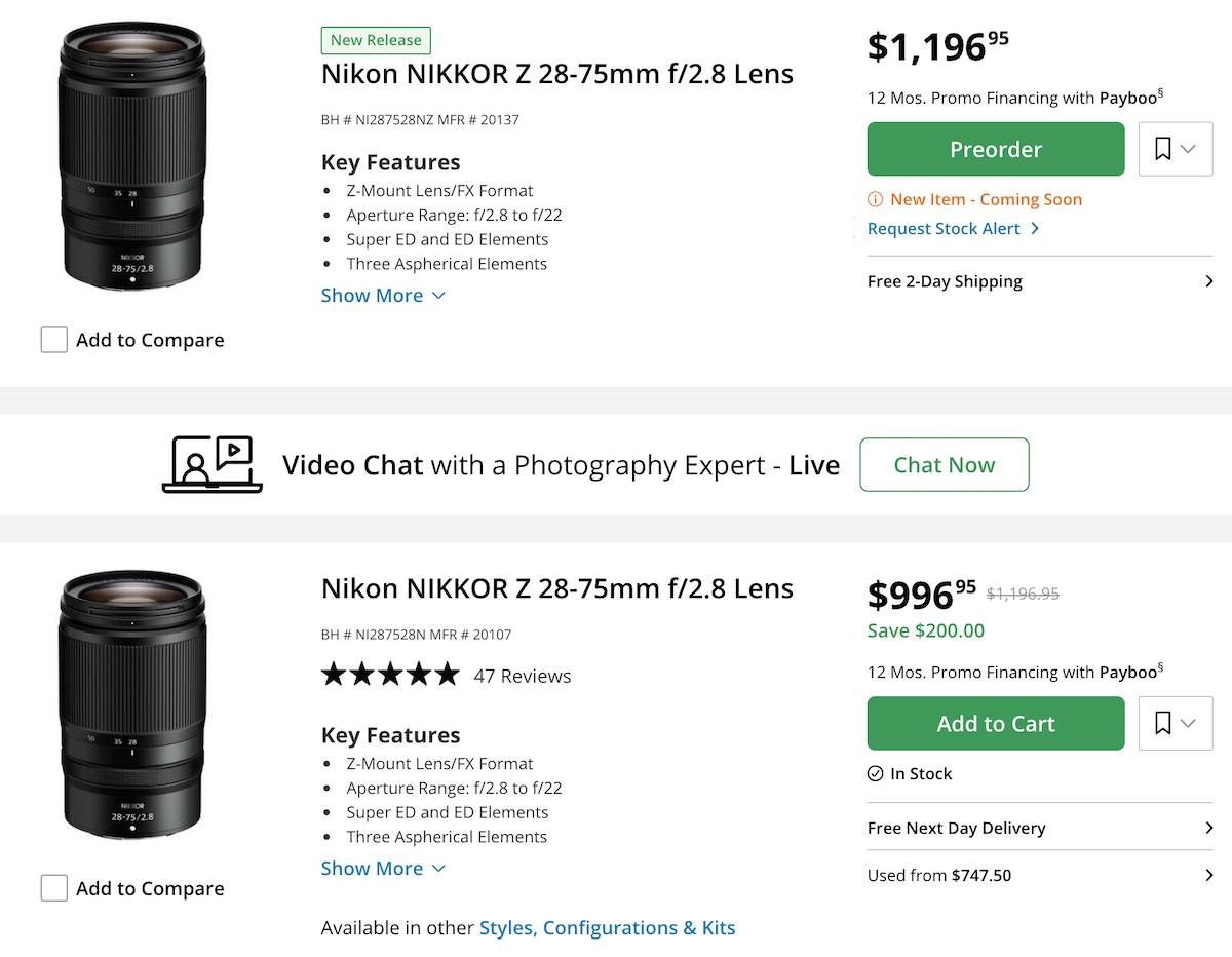 Nikon NIKKOR Z 28-75mm f/2.8 lens update coming soon