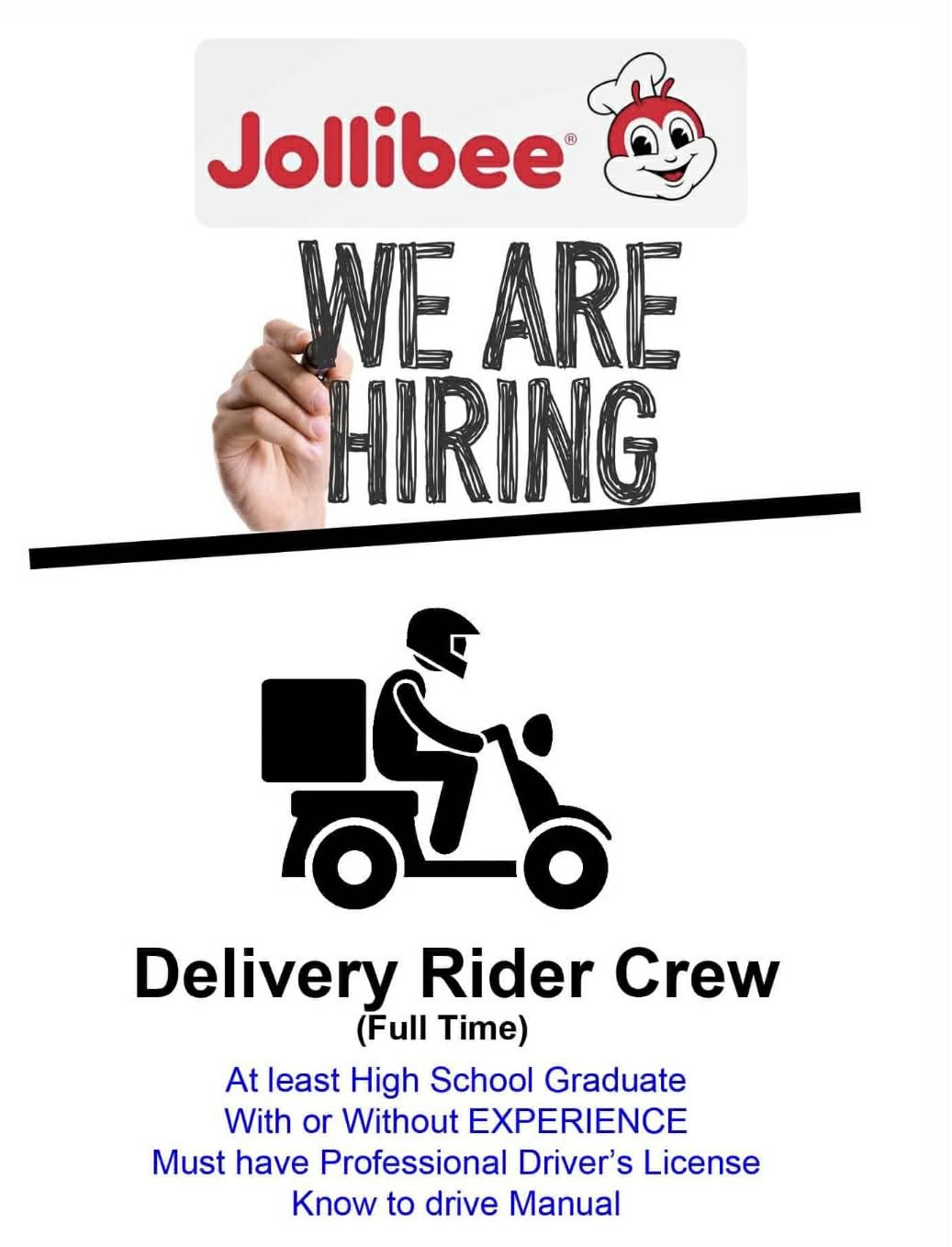 Namit - ‼️JOLLIBEE INFANTA is looking for DELIVERY RIDER‼️ Come and ...