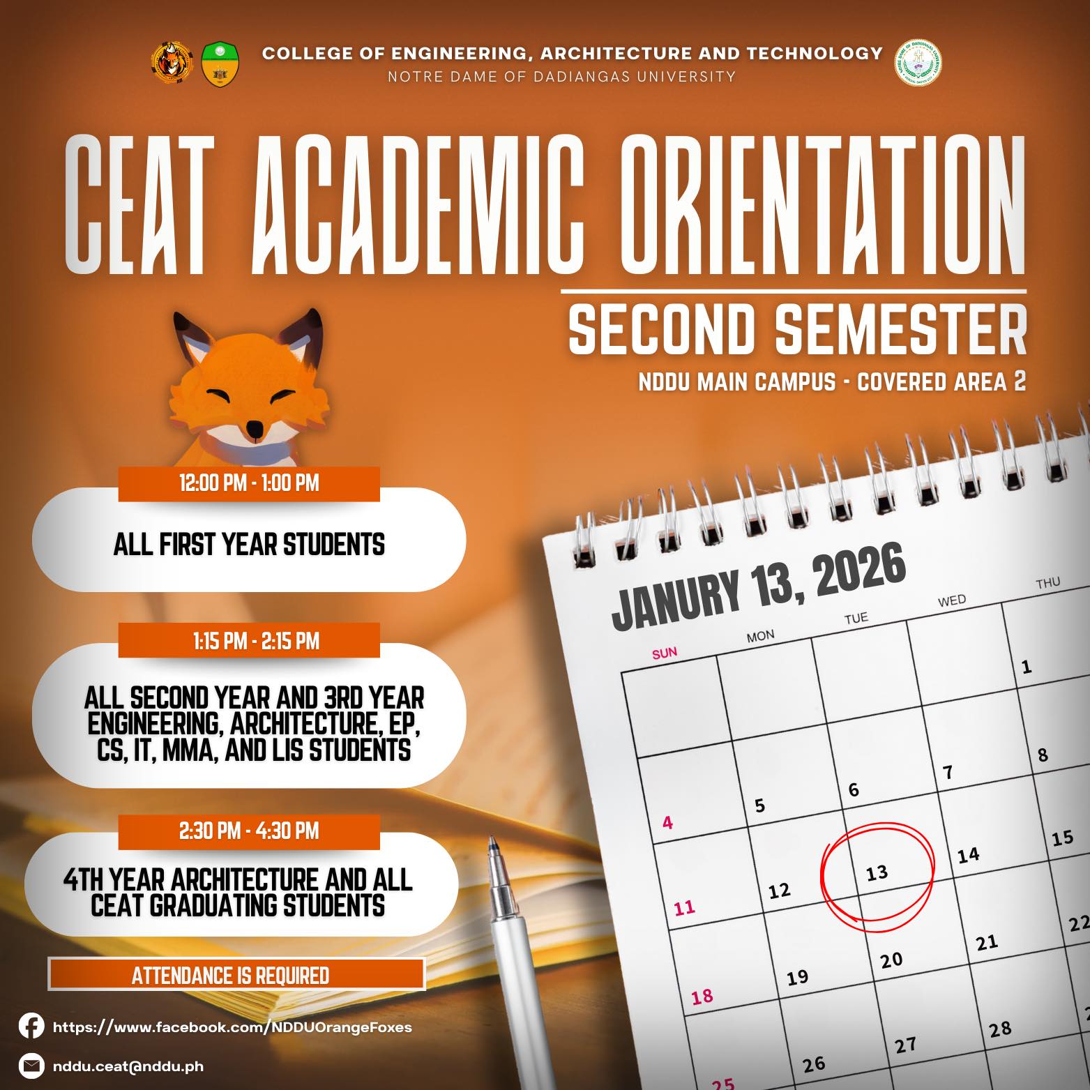 𝐀𝐜𝐚𝐝𝐞𝐦𝐢𝐜 𝐎𝐫𝐢𝐞𝐧𝐭𝐚𝐭𝐢𝐨𝐧 Please be... - NDDU Orange Foxes | Facebook