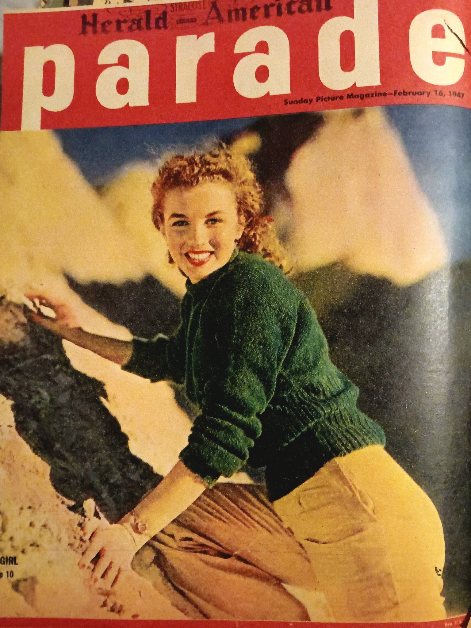 1947 Early Marilyn monroe Parade cover p para parade de Herald