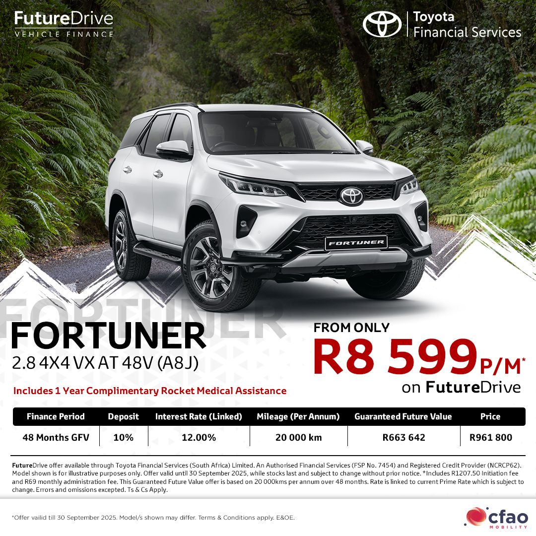 CFAO - Toyota Fortuner 2.8 4x4 VX AT 48V from R8 599pm* Finance Period ...