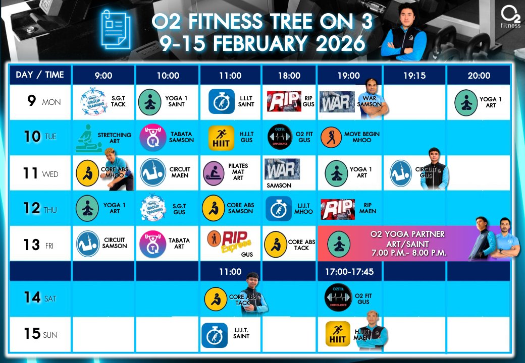 O2 - 💪🏽Group Exercise Class Schedule ตารางคลาส คลิกเลย ️ ️ http://bit ...
