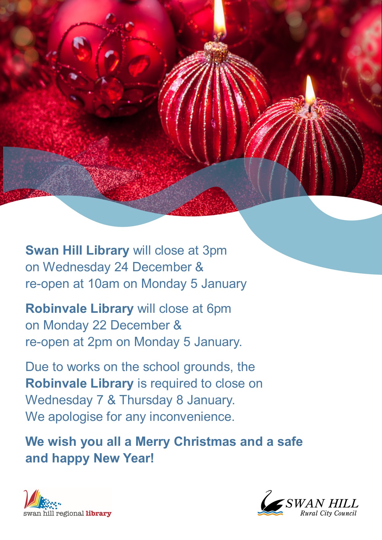 Swan - 🎄 Swan Hill & Robinvale Library – Christmas & New Year Hours 🎄 ...