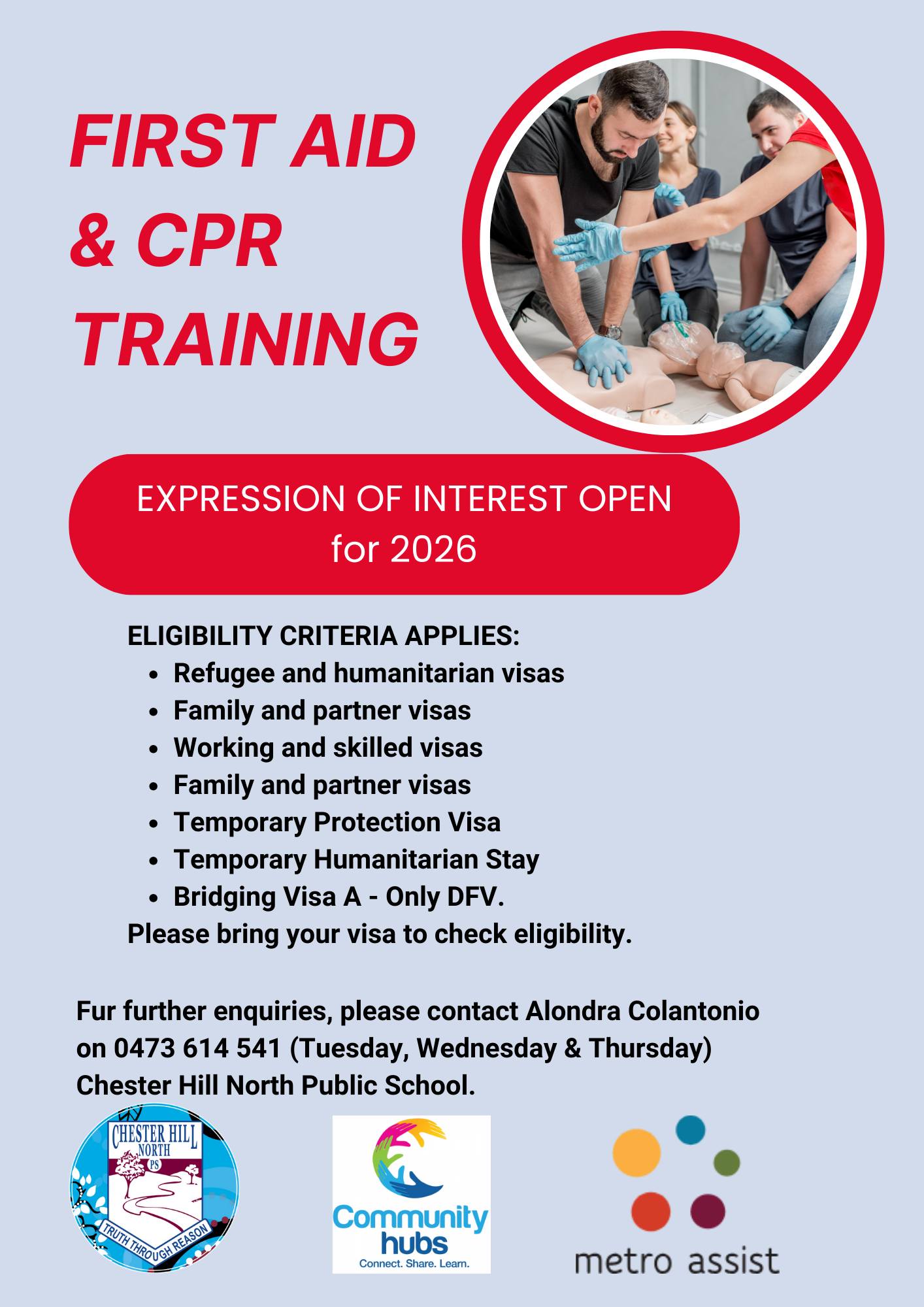 Chester - 🚑 ️ FIRST AID & CPR TRAINING – 2026 ️🚑 📢 Expression of ...