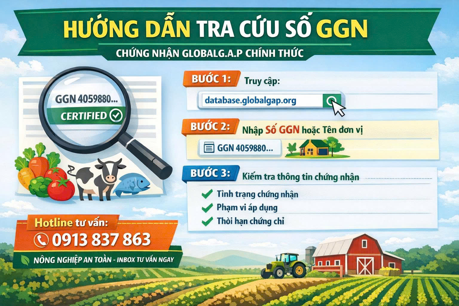 HƯỚNG DẪN TRA CỨU SỐ GGN – CHỨNG NHẬN GLOBALG.A.P CHÍNH THỨC Số GGN ...