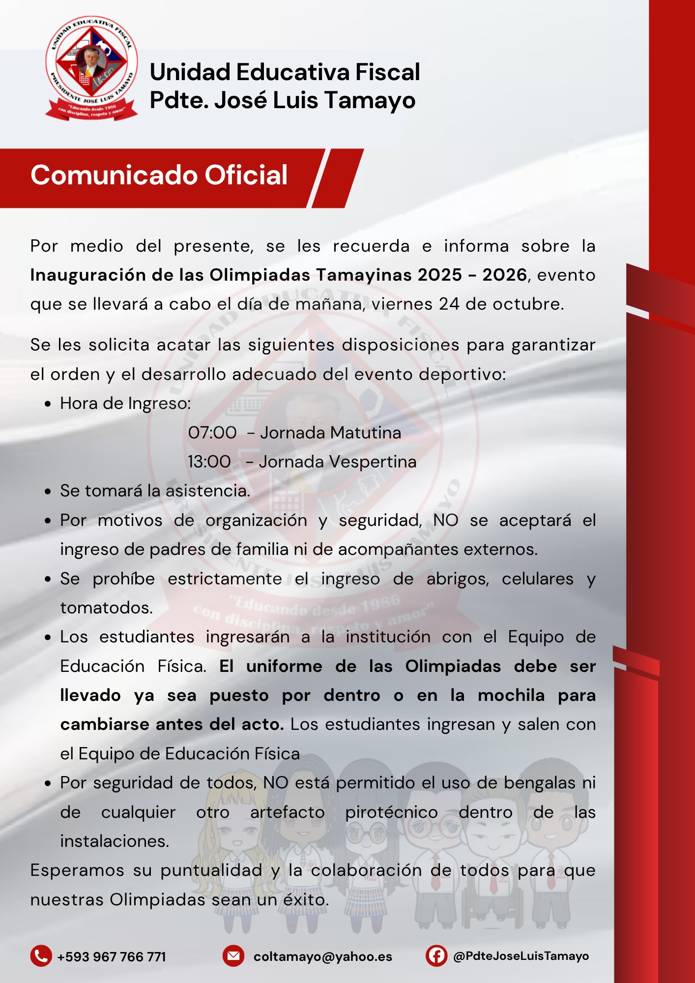 Unidad - Comunidad Educativa se les recuerda e informa sobre la ...