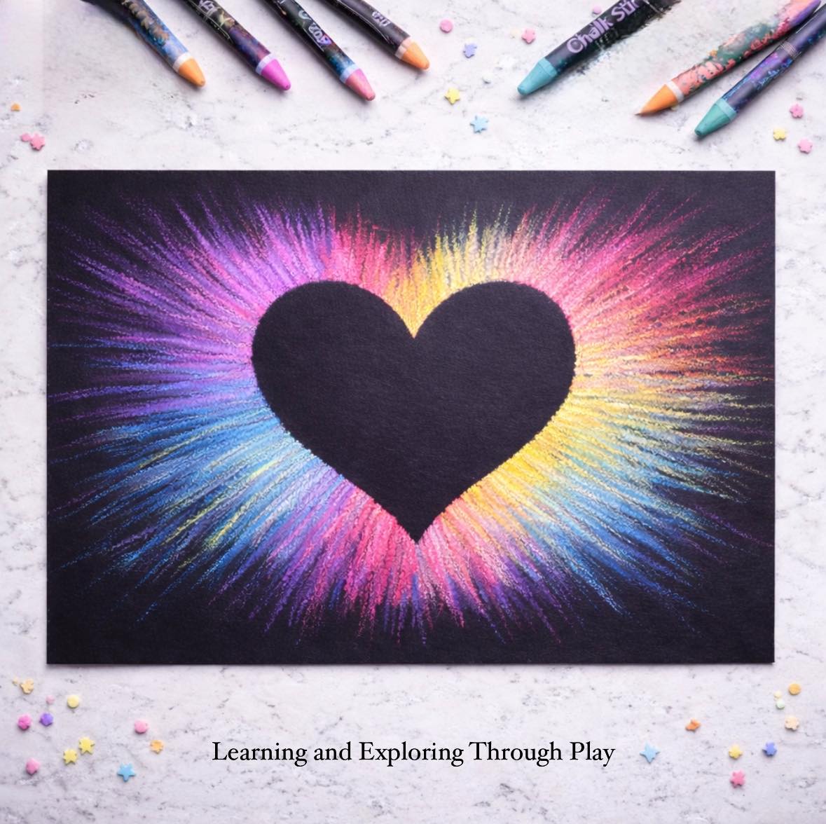 Heart chalk drawings... - Learning and Exploring Through Play | Facebook