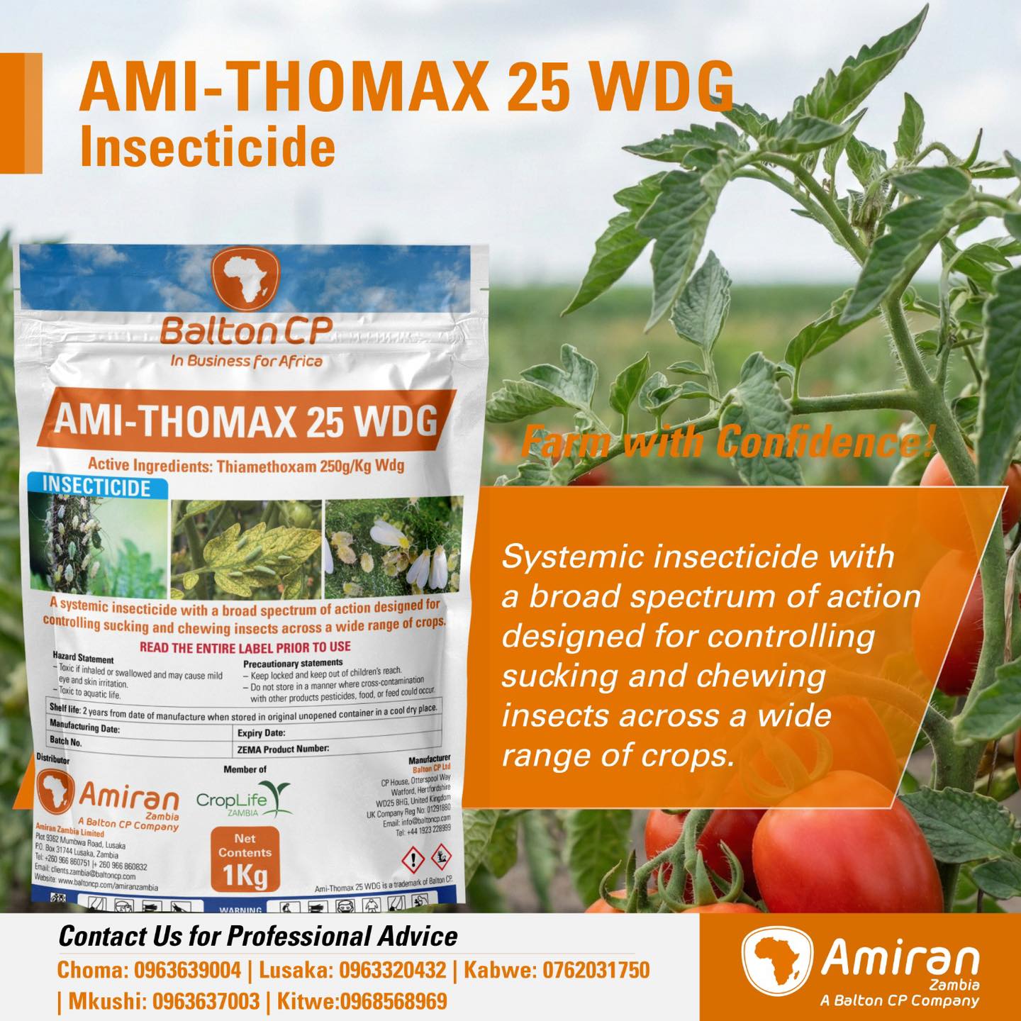 Keep your crops healthy and pest-free with Ami-Thomax 25 WDG, a