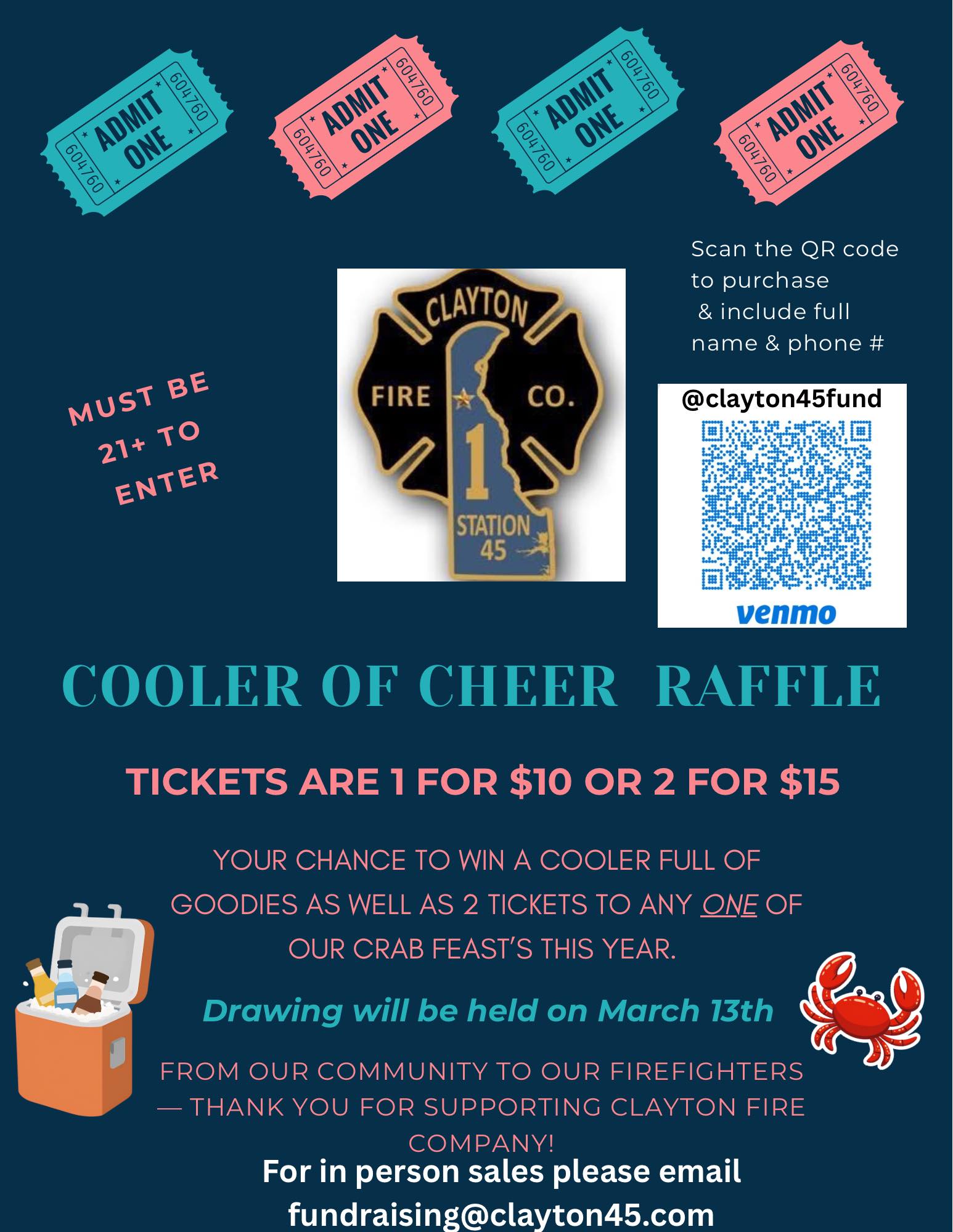 🚨Cooler of Cheer Raffle🚨... - Clayton Fire Company NO.1 Inc. | Facebook