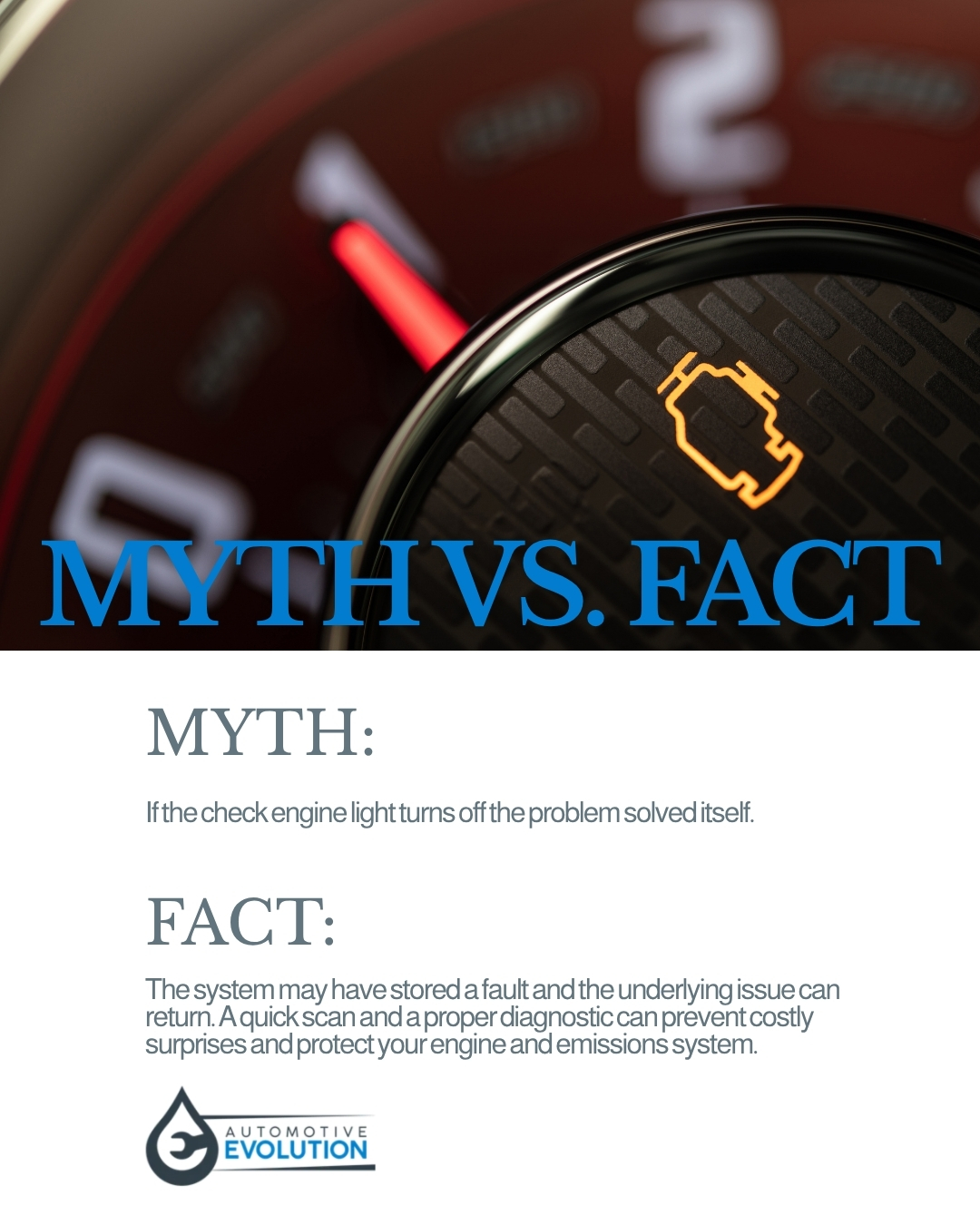 Myth vs Fact! Myth. If the check... - Automotive Evolution | Facebook