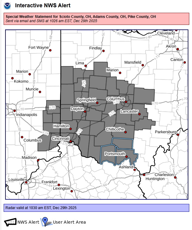 Scioto - ...REDUCED VISIBILITY AND ISOLATED SLICK SPOTS POSSIBLE ...