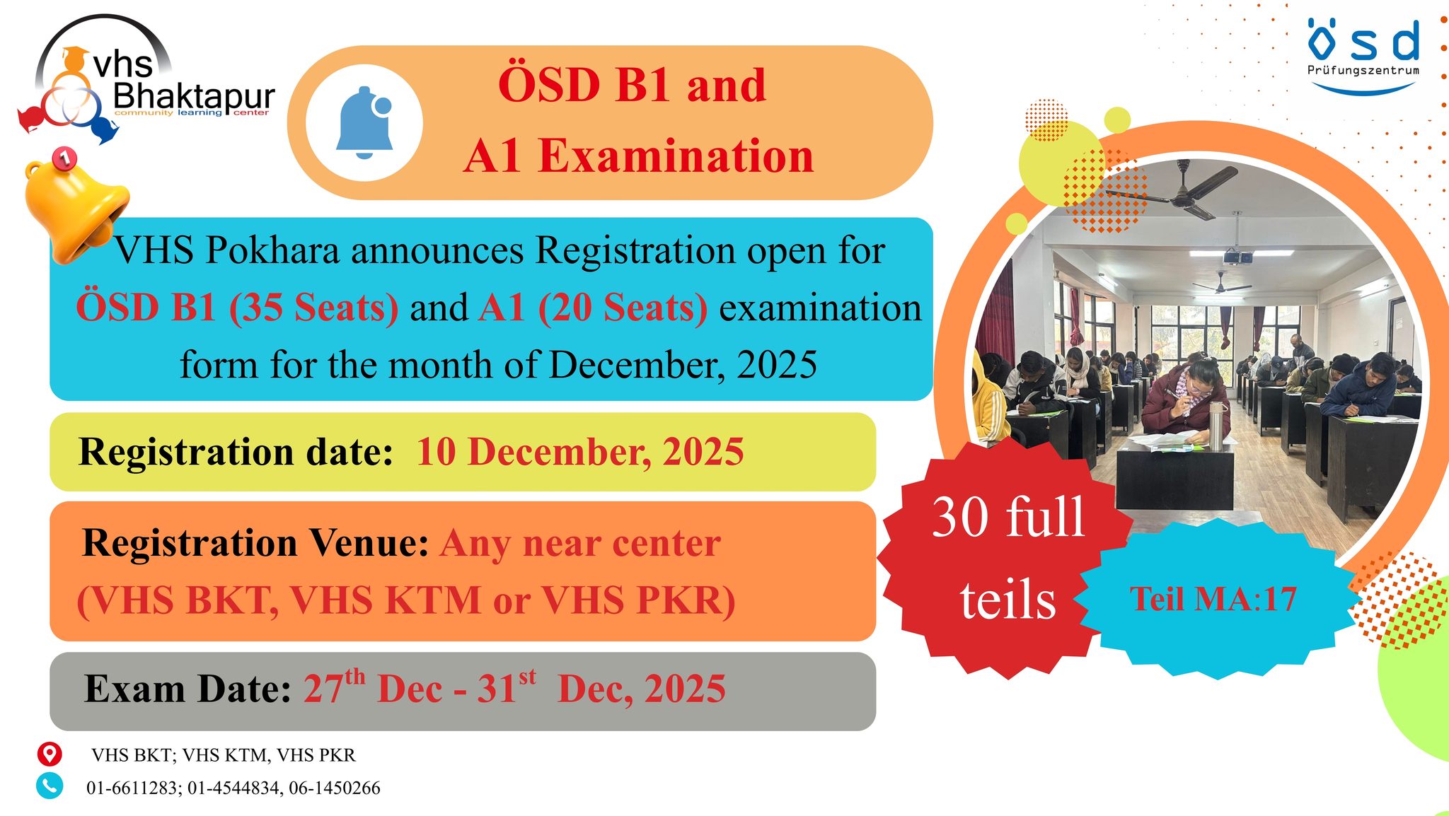 VHS - 📢VHS Pokhara announces Registration Open for ÖSD B1 and A1 EXAM ...