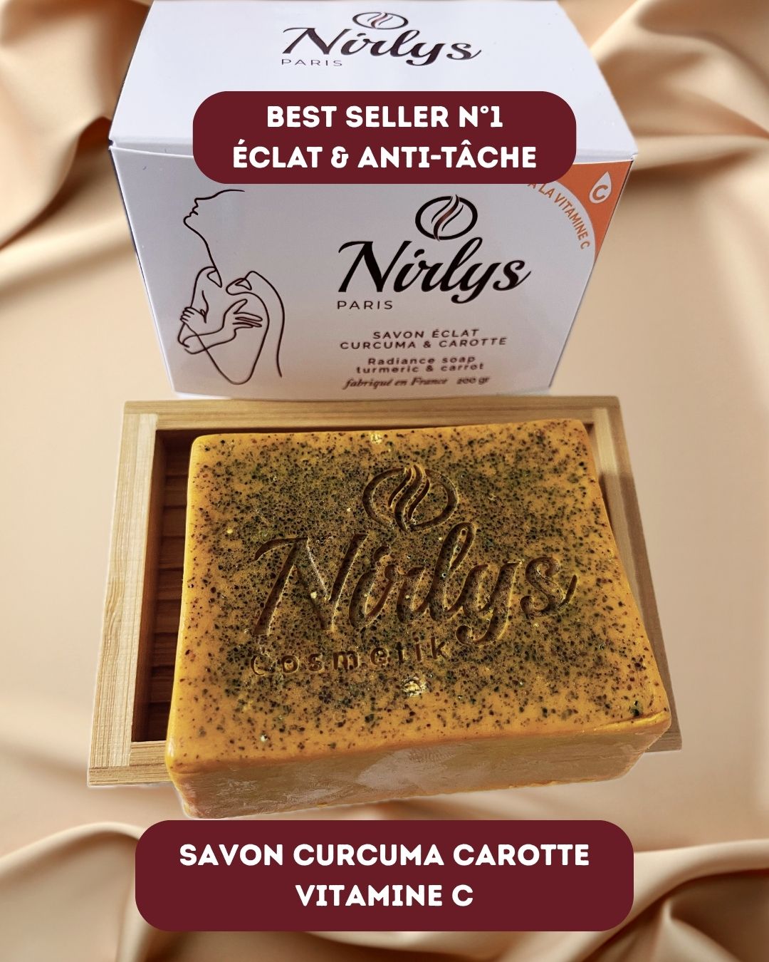 Savon éclaircissant Au Curcuma Et Rose - Anti-taches, Hyperpigmentation, 100% Naturel, 500g