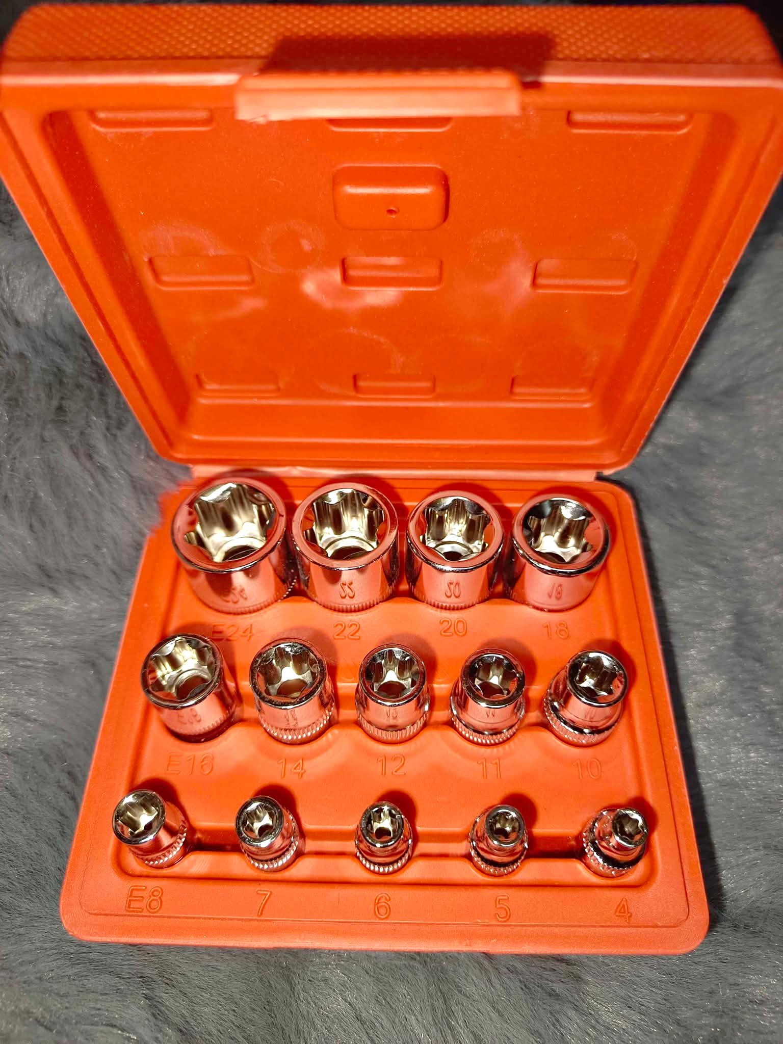 14 Pieces Female E-Torx Star Socket Set ,1/4