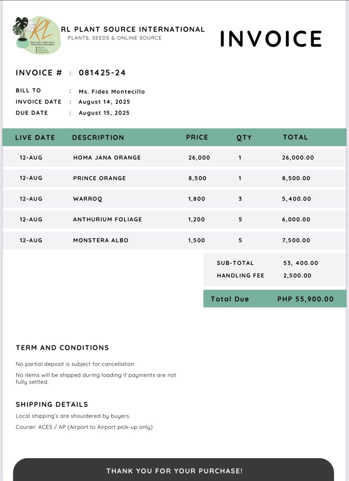 RL - Dear Clients, Mabuhay! Below is our official invoice sample and ...
