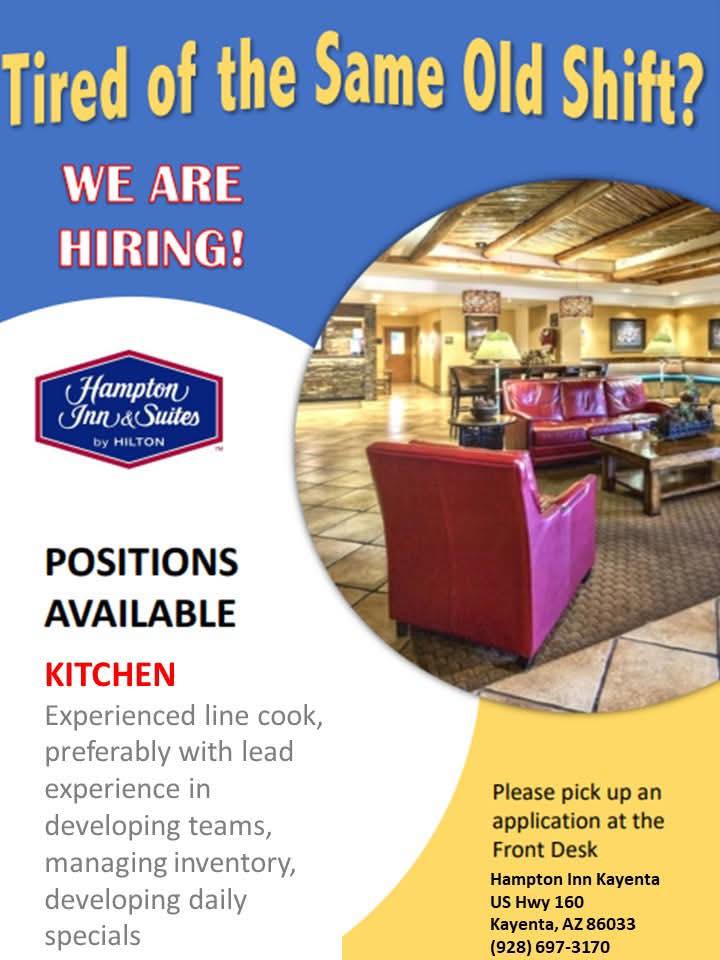 📣 Now Hiring at Hampton Inn & Suites -... - Kayenta Township | Facebook