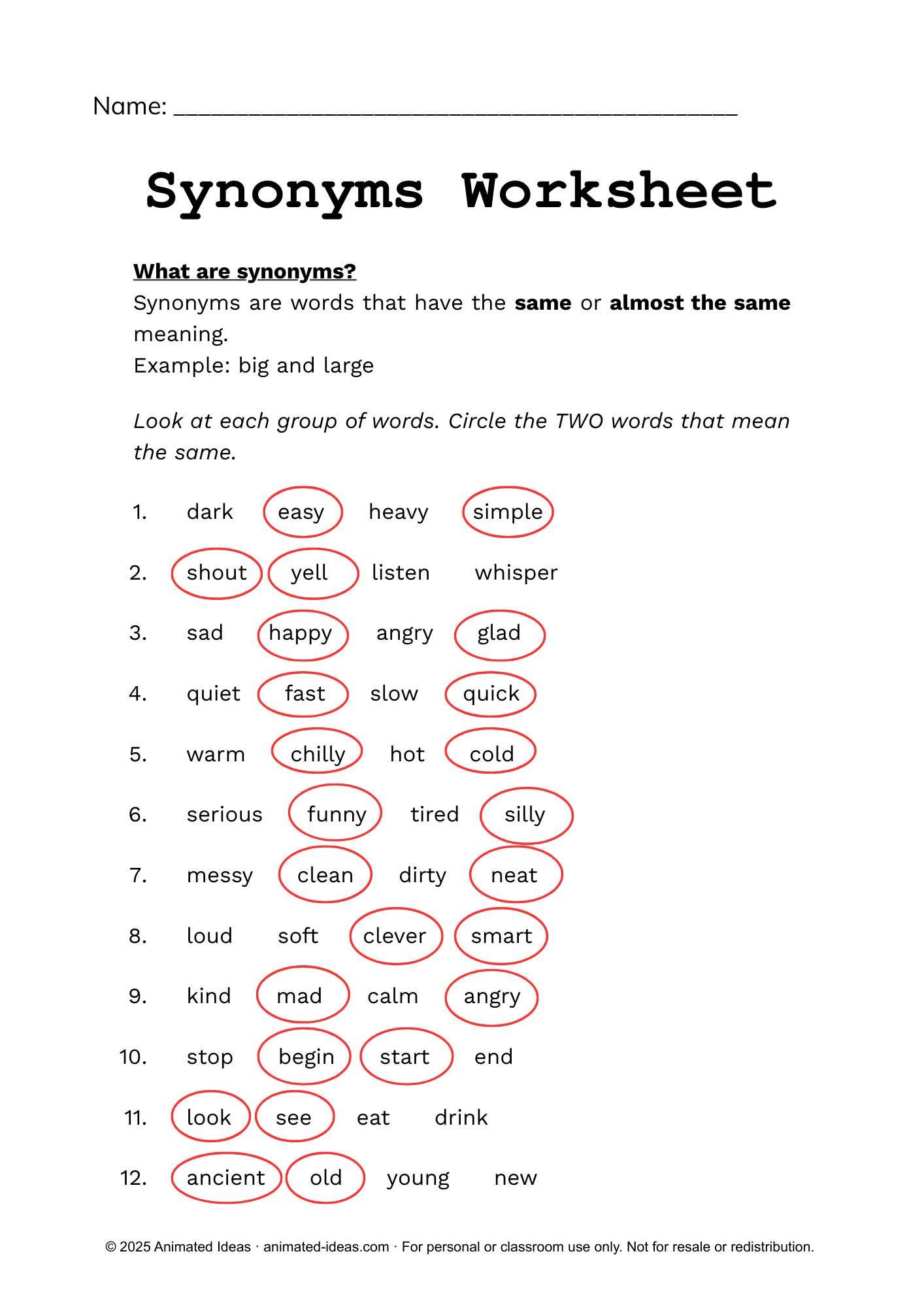 Synonyms And Antonyms Worksheets Advanced Pdf And Digital By Deb