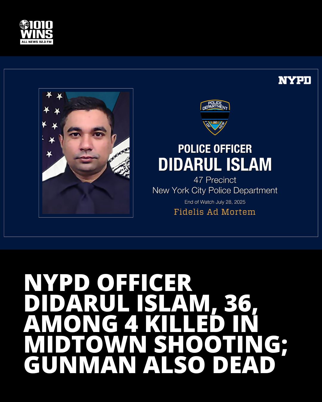 1010 WINS - The NYPD officer who was killed in the Midtown... | Facebook