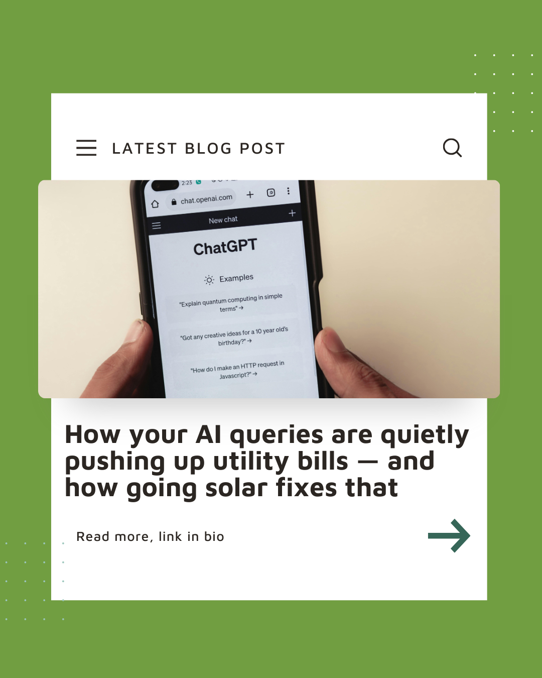 Ipsun Solar - 💡 Every AI query you make uses electricity... | Facebook