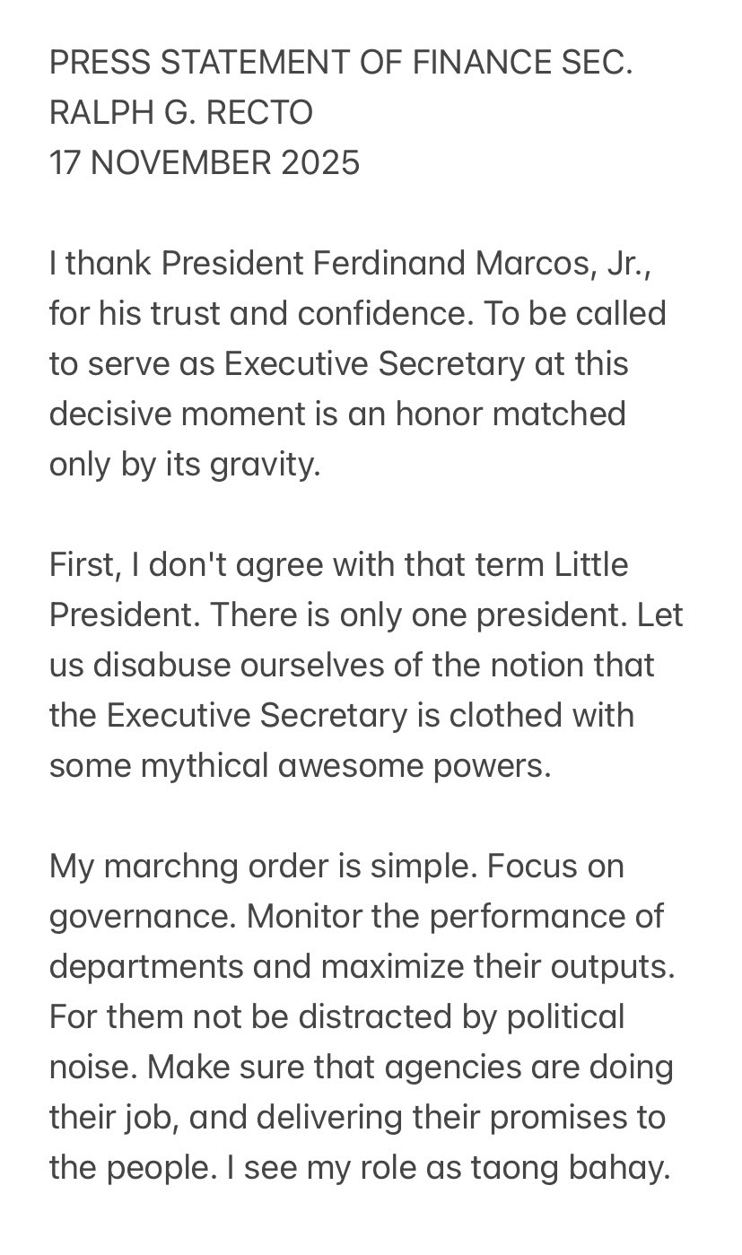GMA - Outgoing Finance Secretary Ralph Recto releases a statement on ...