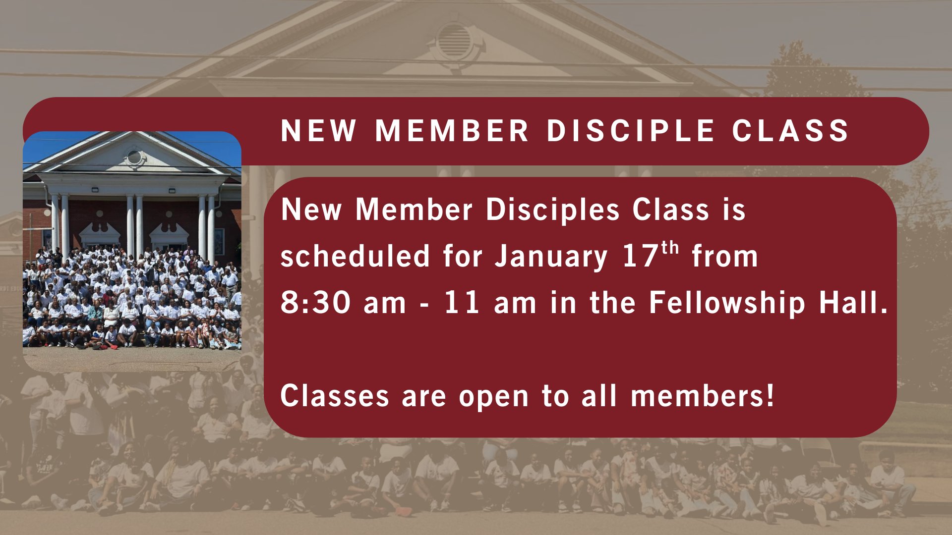 Ebenezer - The first New Member Disciples Class of the year is this ...