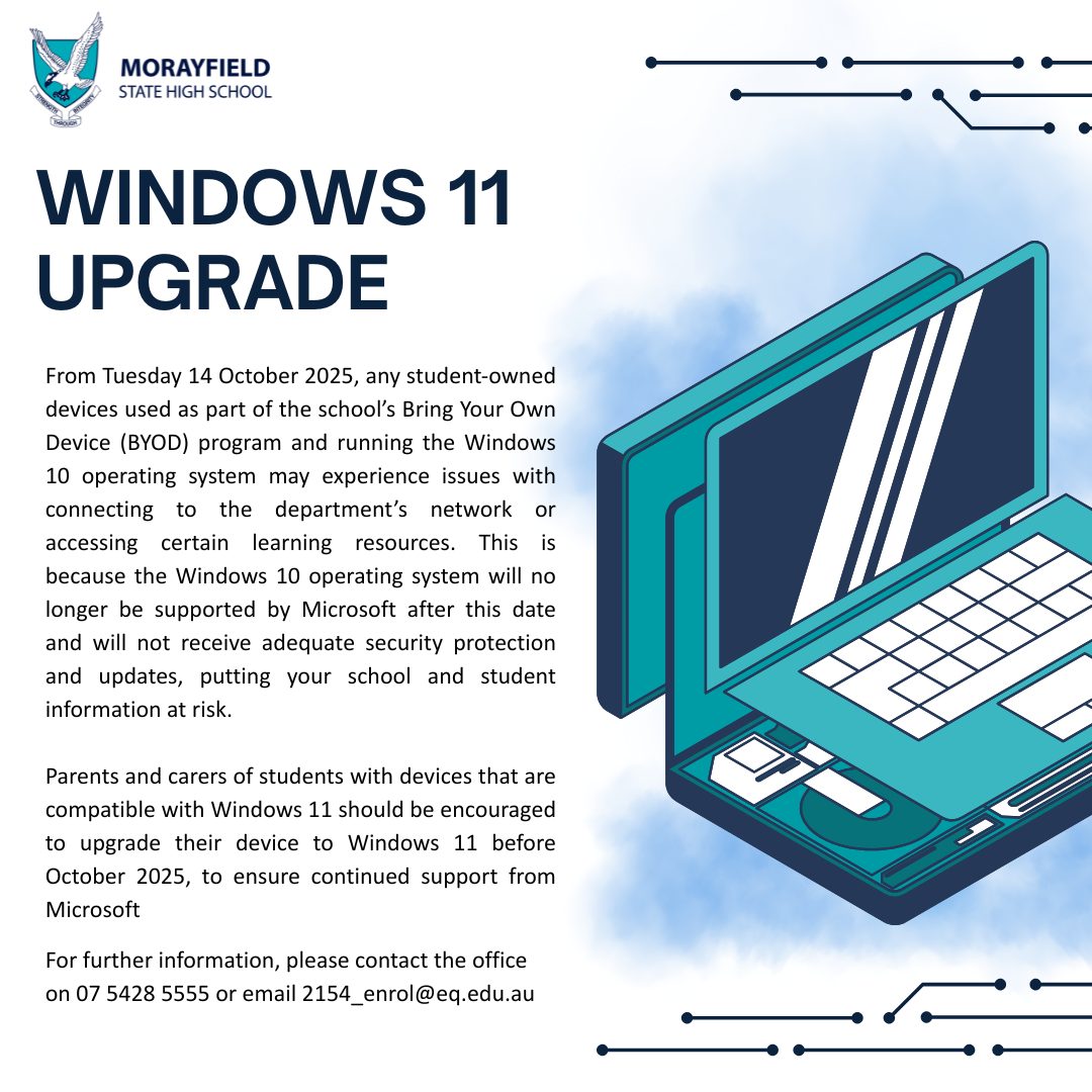 Morayfield - 💻Reminder to Students and Parents: Windows 11 Update ...