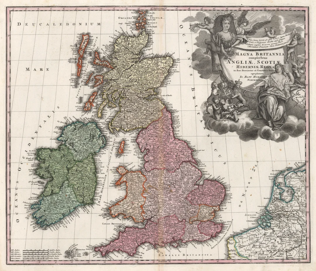 Eurasian - H.R.E. Map of the British and Irish Isles (1716) This 1716 ...
