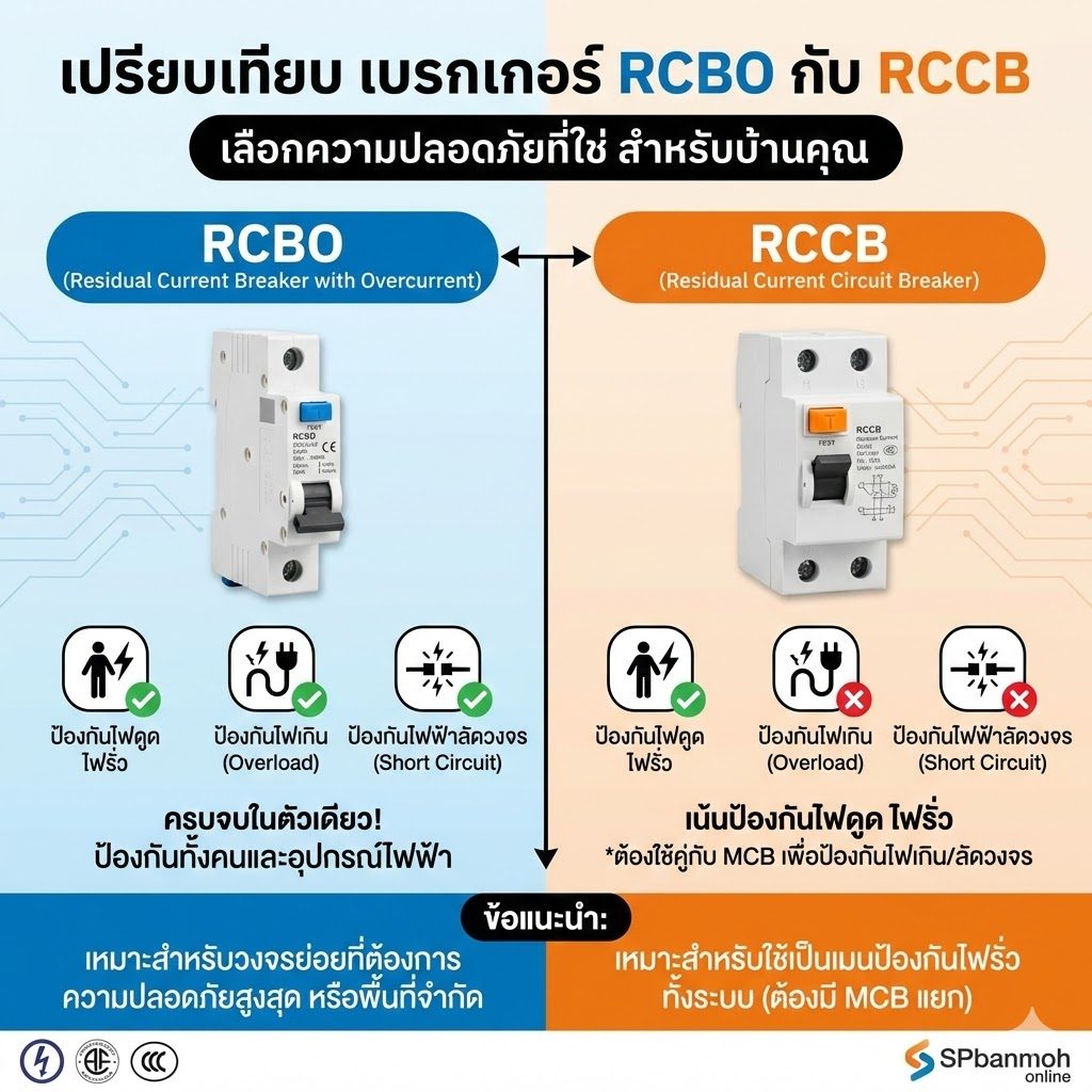 SPEbanmoh.com - 🔥 เทียบชัดๆ! RCBO vs RCCB เลือกแบบไหนคุ้มสุด? | Facebook