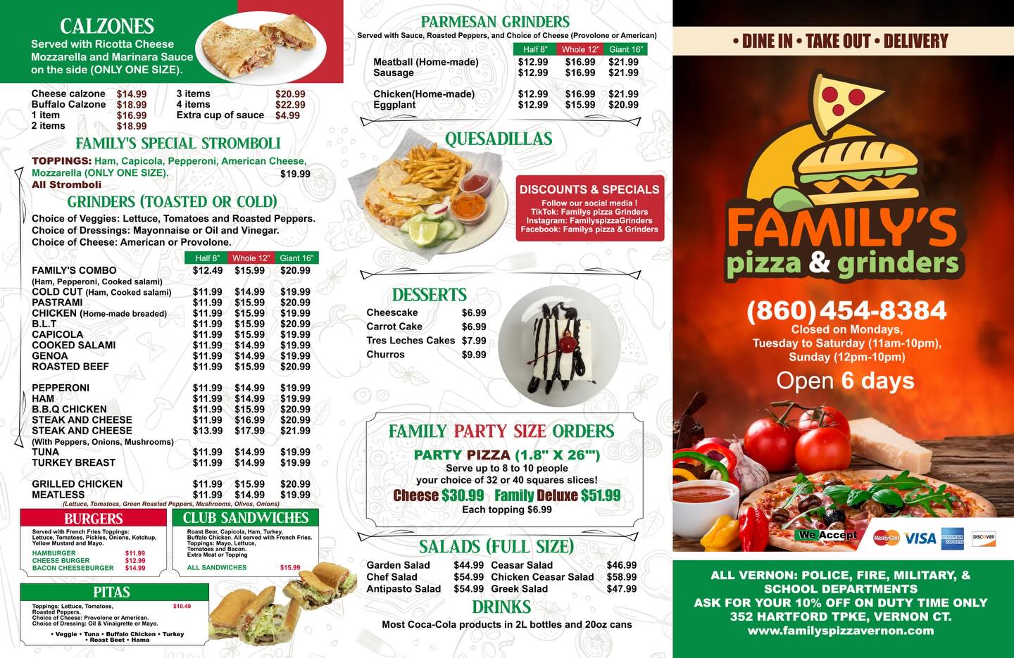 ‼️ Introducing our new menu... - Family’s pizza & grinders | Facebook