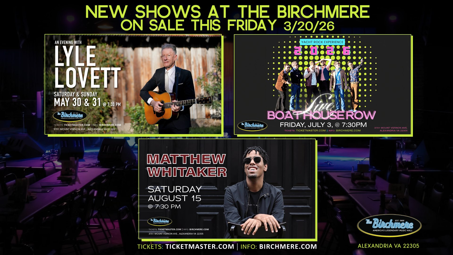 Set your clocks! ⏰ New shows at The Birchmere are on sale this