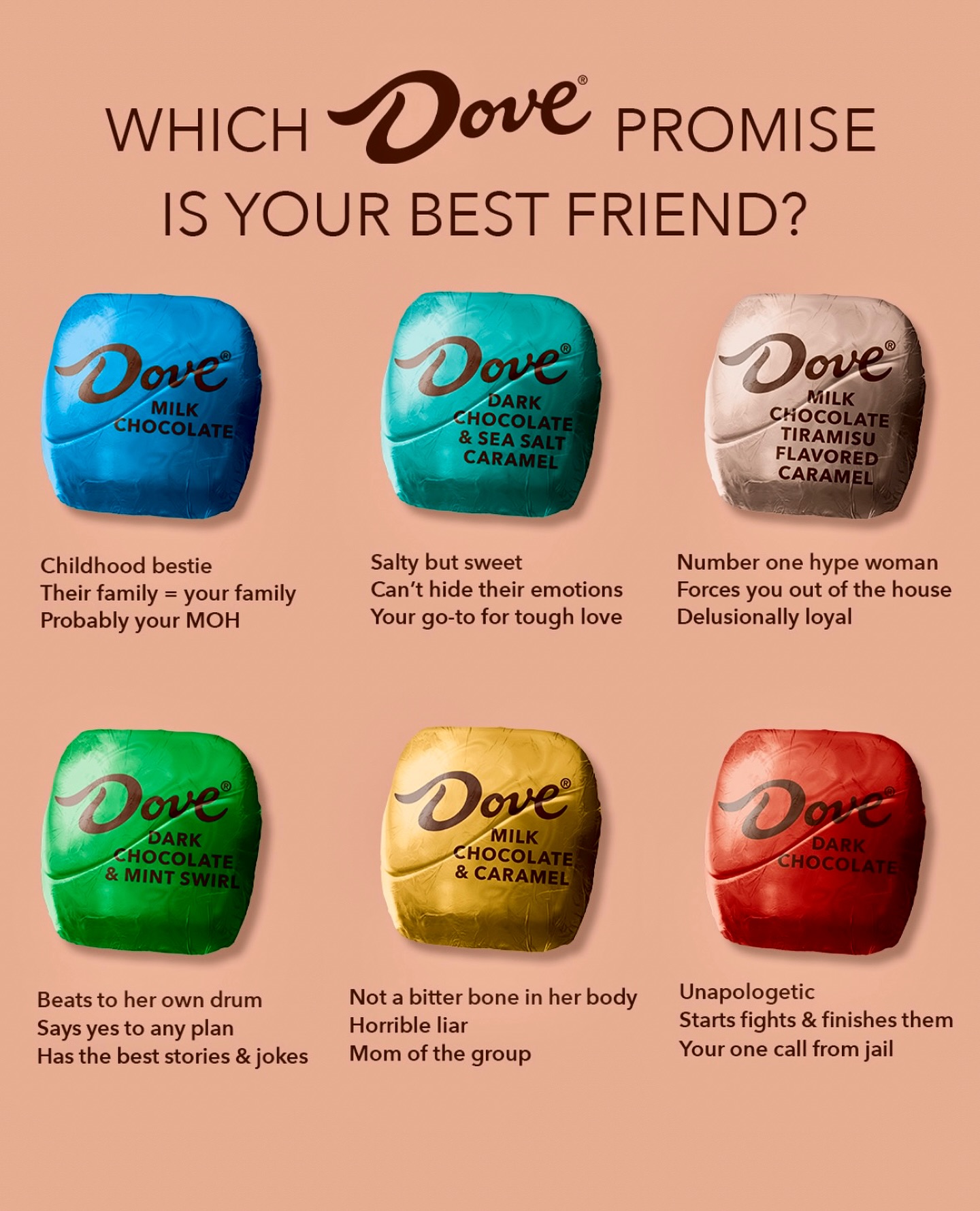 Which Dove Promise flavor is your best friend? Tag them to see if they agree. 💖🤭✨