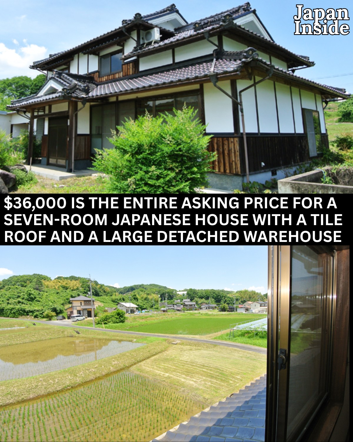 さき　Saki’s House $22,000 That's the full asking price for a 6-room wooden farmhouse