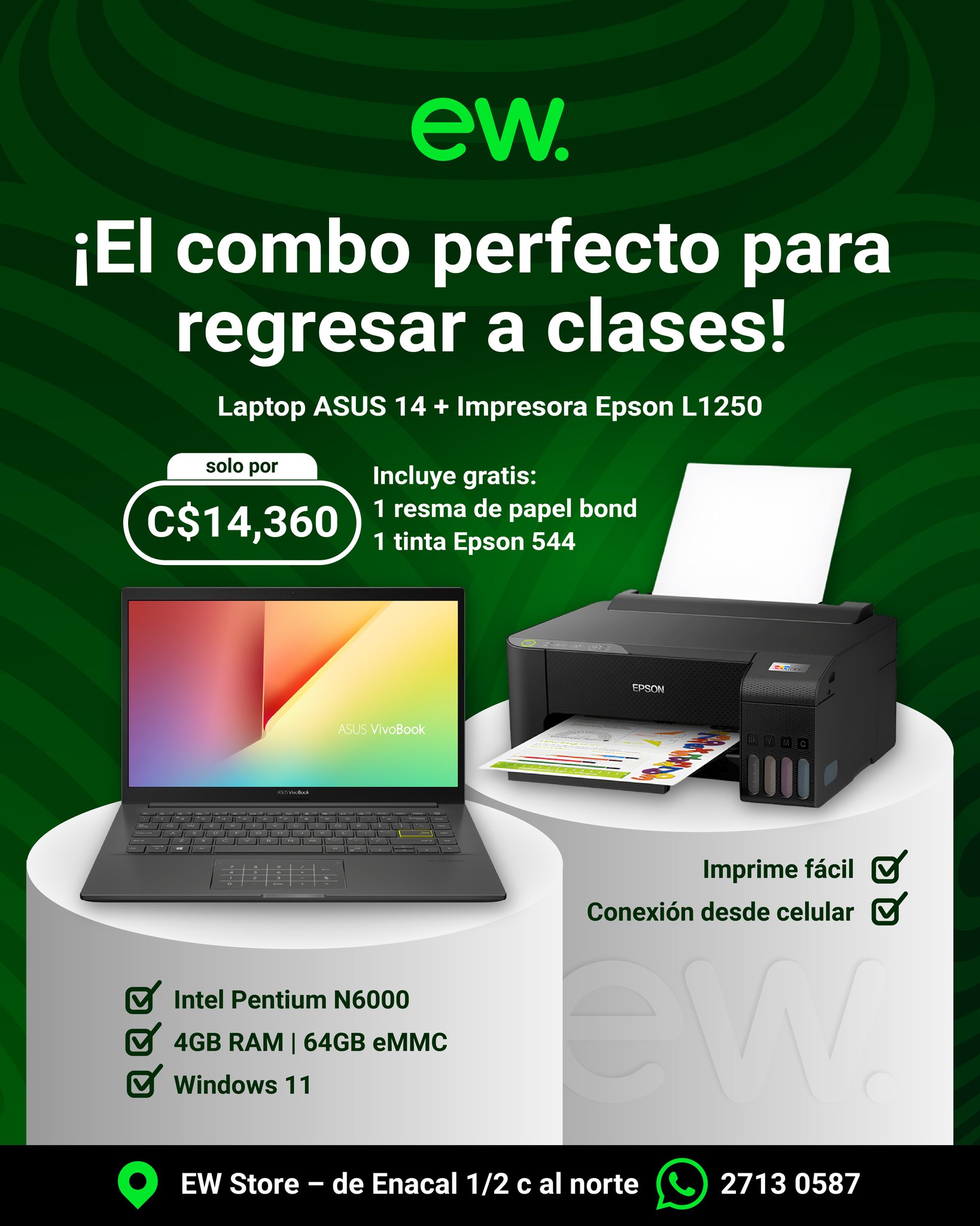 EW - 🎒📚 ¡El combo ideal para volver a clases! Laptop ASUS 14 ...