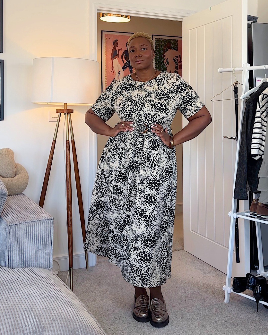 animal print jersey dress Let's get spring ready 🖤 Lara's stepping into the season in style with our animal-print with a sleek buckle belt ☁️ Jersey Dress this Brown Animal Print