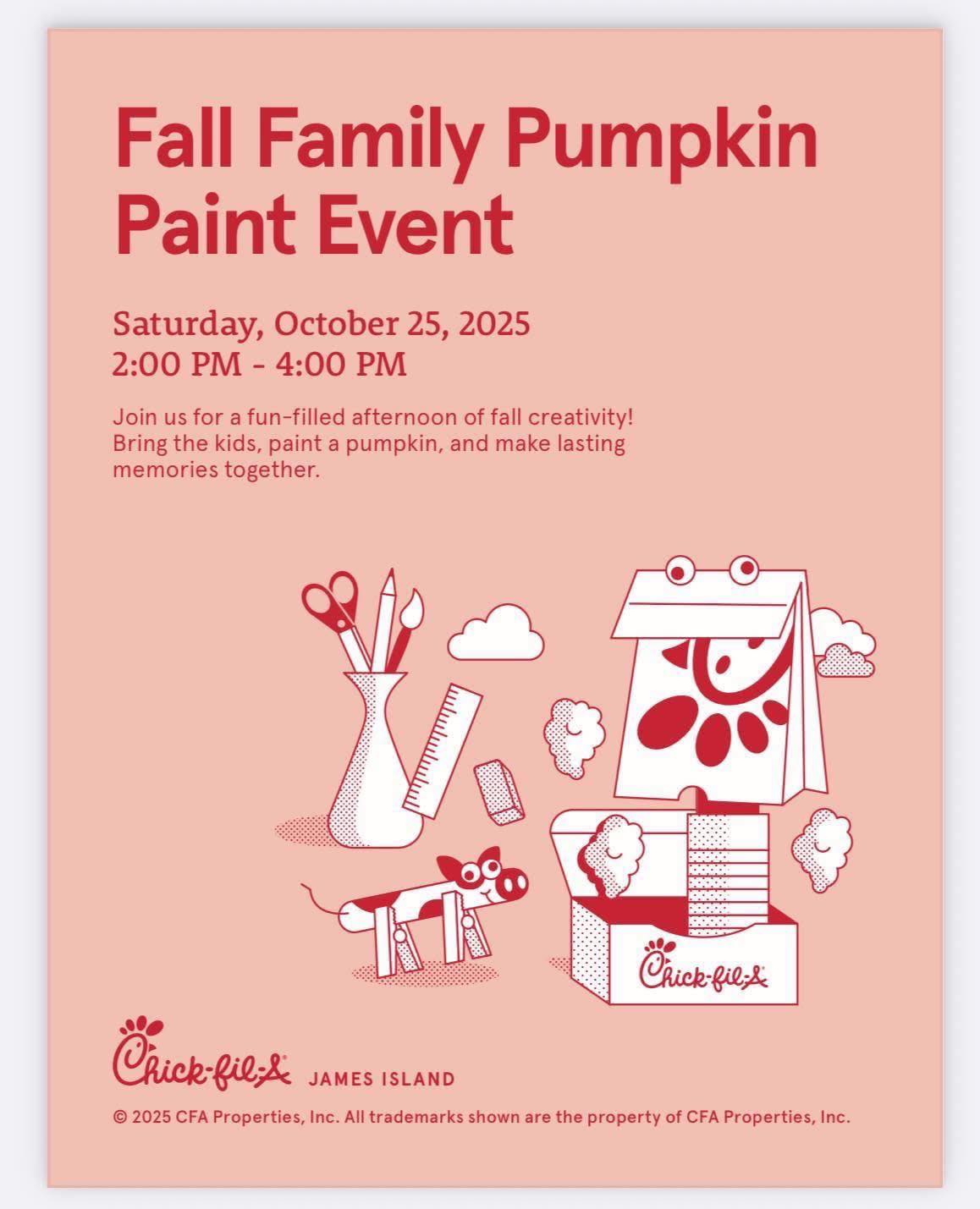 Chick-fil-A - 🎃 Fall Family Pumpkin Paint Event 🍂 📅 Saturday, October ...
