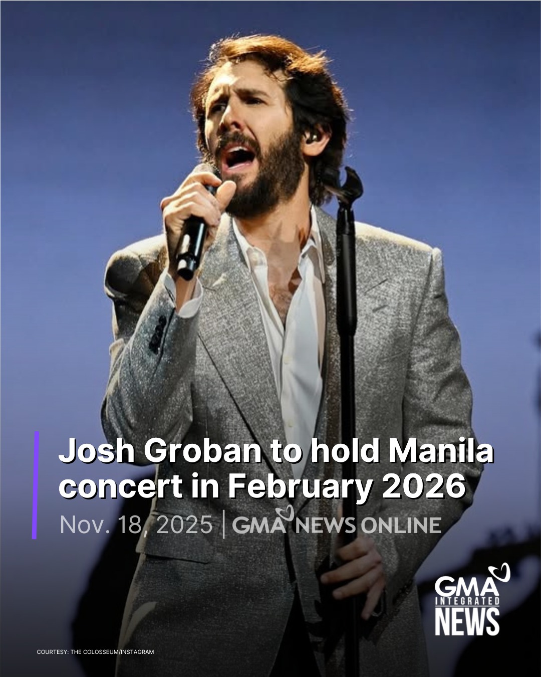 GMA News - Josh Groban is returning to the Philippines as... | Facebook