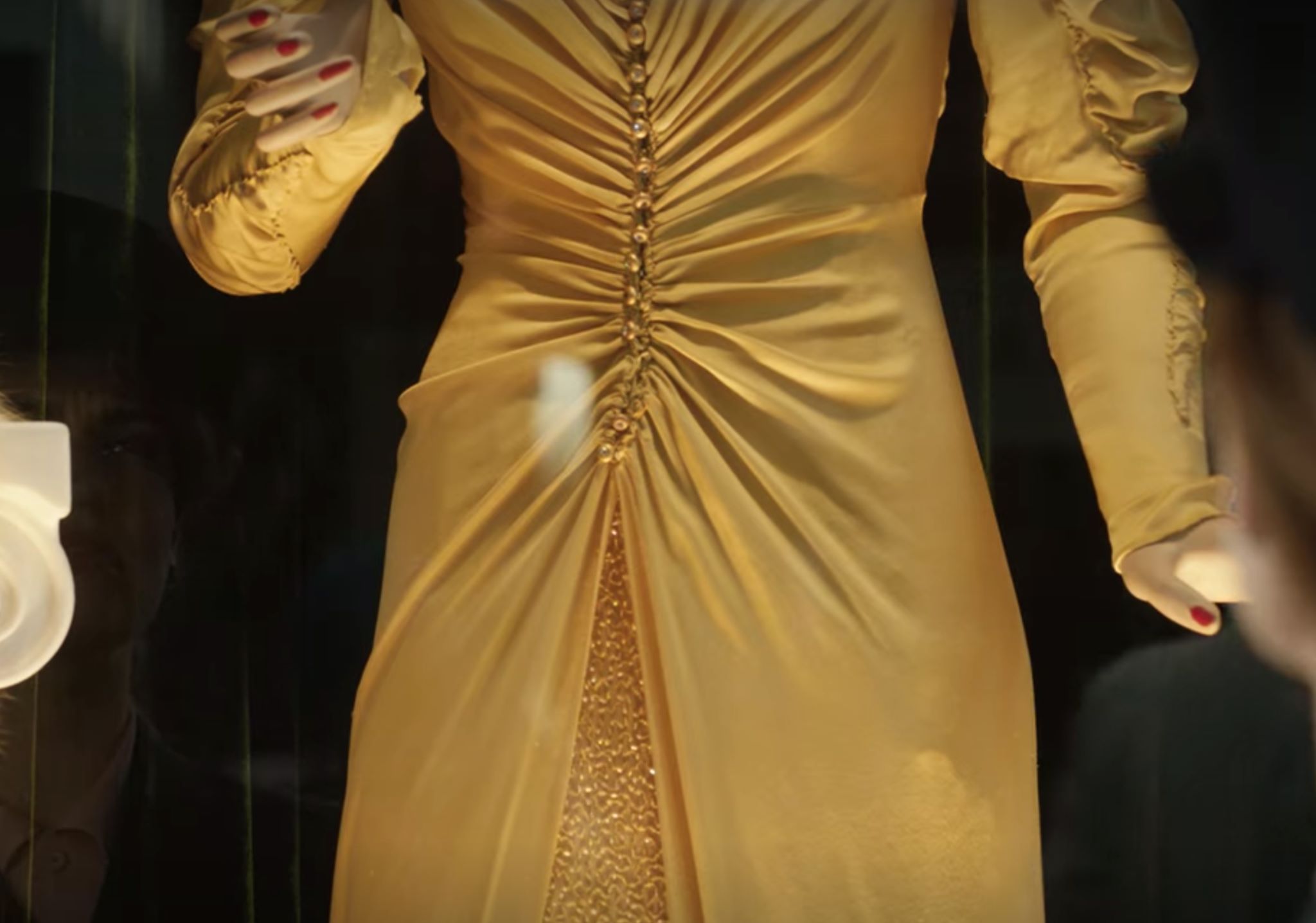 lily james gold dress Movie Dresses: The Guernsey Literary & Potato Peel Pie Society, yellow evening worn by James, filmed in 2018. Costumes were designed by Charlotte Walter. The gown is in keeping with lily james cinderella wedding