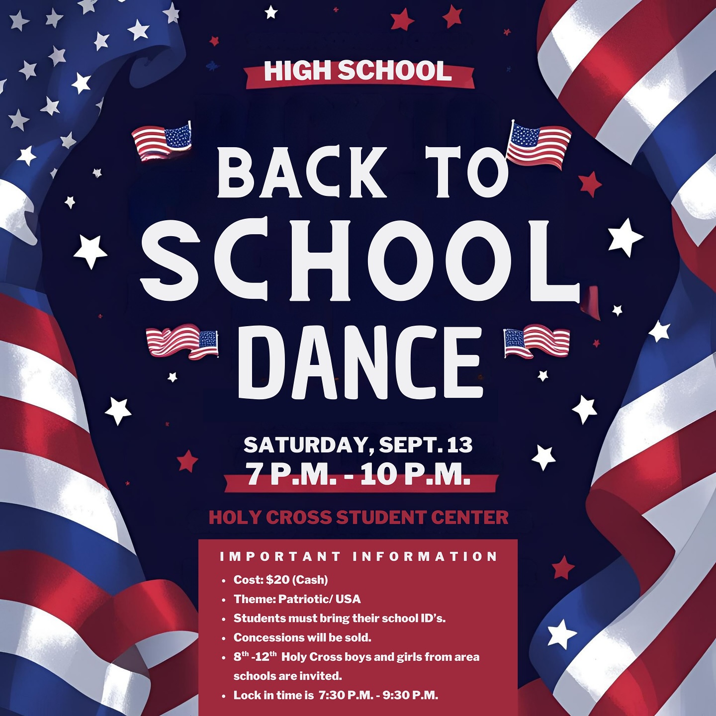 High School Back to School Dance! 🇺🇸... - Holy Cross School | Facebook
