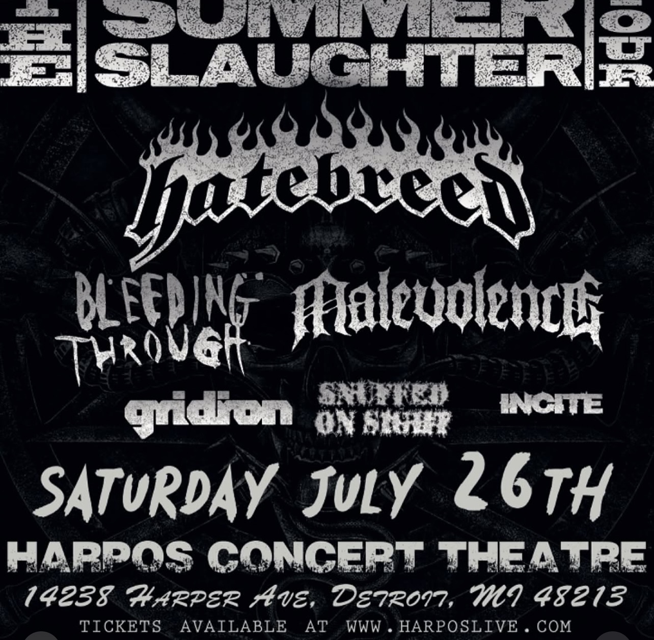Summer Slaughter Tour 2025 lineup at Harpos Concert Theatre