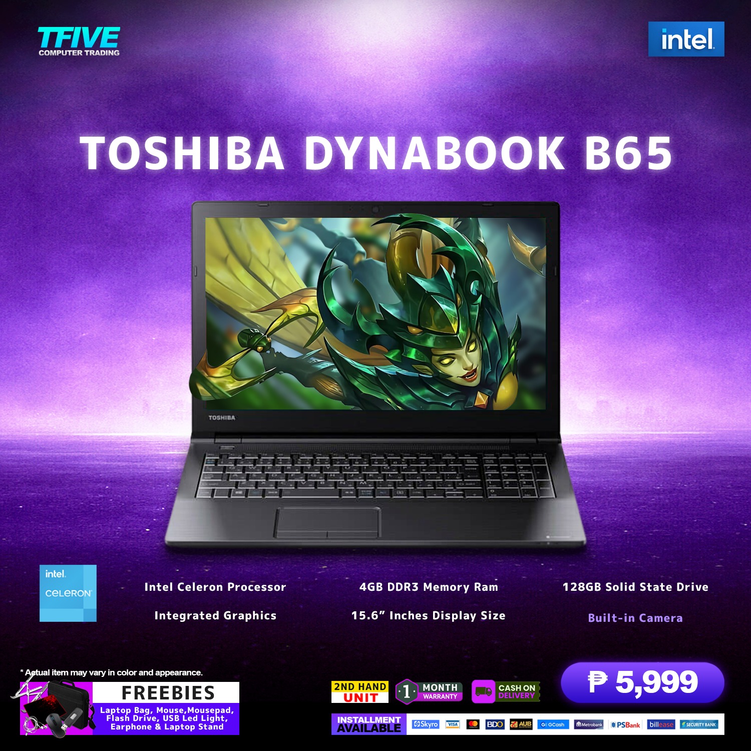 東芝 B65/R Celeron 8GB 500GB Win10 💻 LAPTOP TOSHIBA B45/B65 INTEL CELERON | 8GB RAM | 128GB SSD